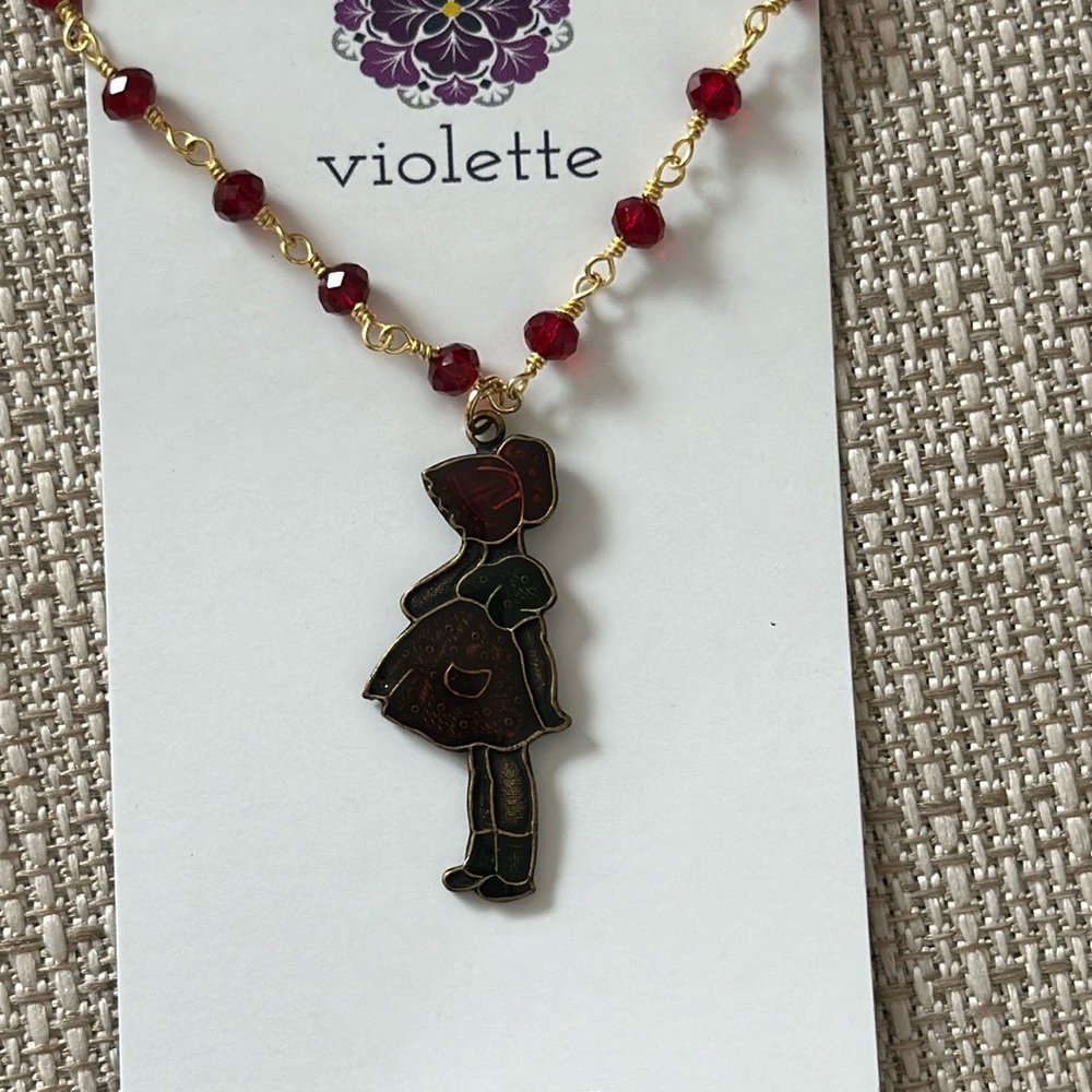 Unique Vintage Beaded Necklace #663 Handmade by Violette Grace Unique